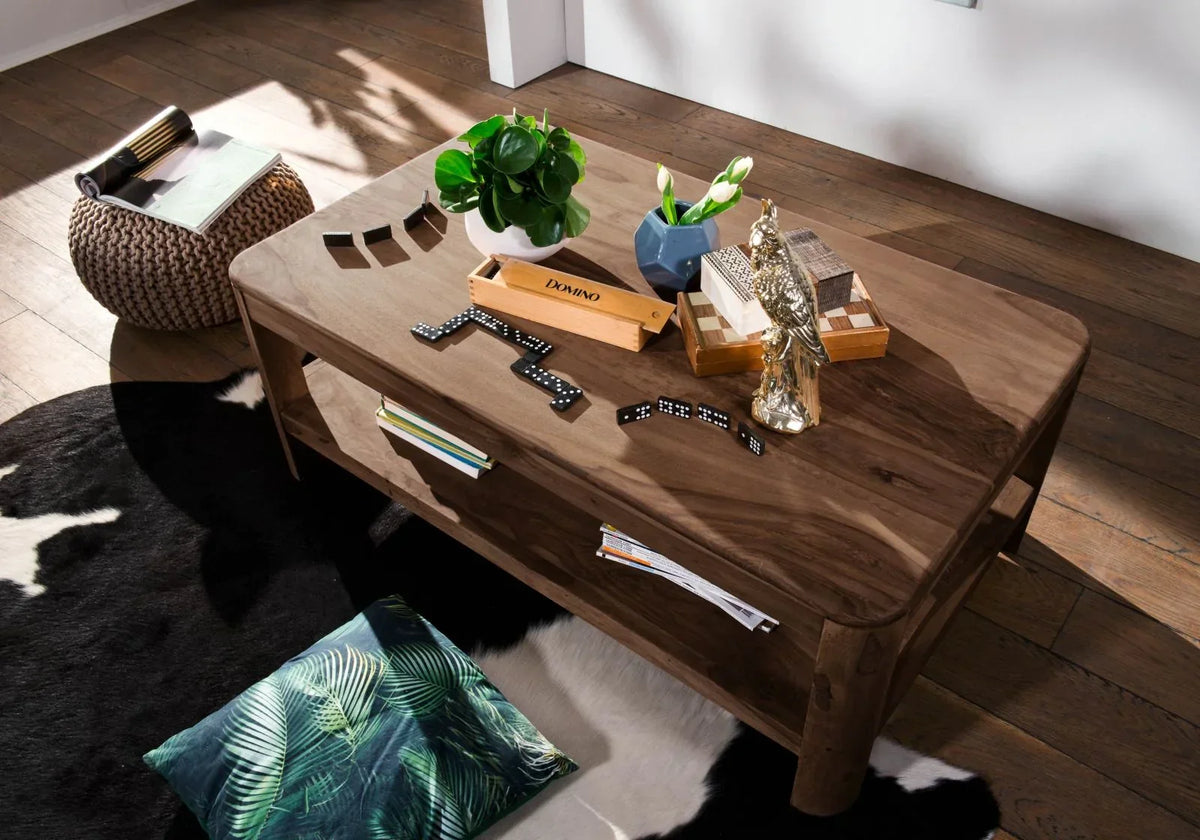 Segur Solid Wood Coffee Table In Provincial Teak Finish For Living Room