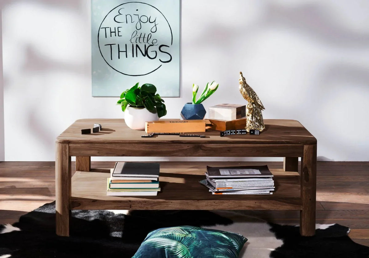 Segur Solid Wood Coffee Table In Provincial Teak Finish For Living Room