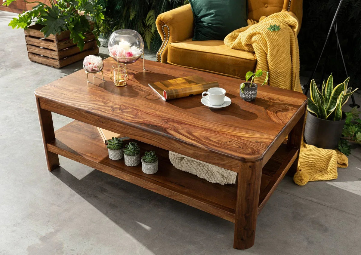 Segur Solid Wood Coffee Table In Provincial Teak Finish For Living Room