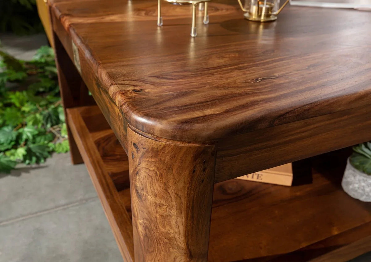Segur Solid Wood Coffee Table In Provincial Teak Finish For Living Room