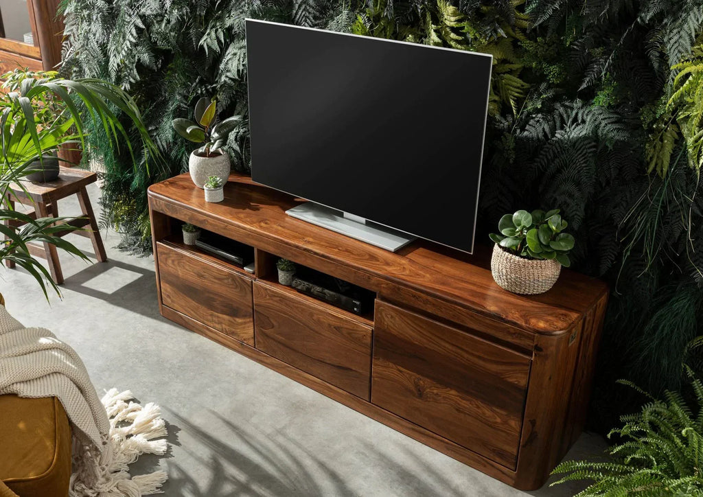 Segur Solid Wood Tv-Unit In Natural Teak Finish For Living Room Furniture