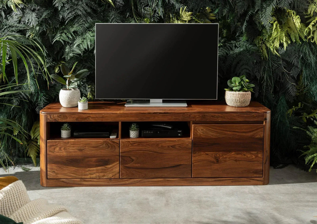 Segur Solid Wood Tv-Unit In Natural Teak Finish For Living Room Furniture