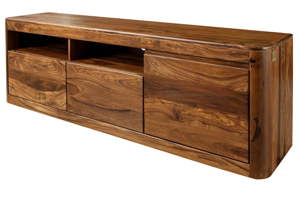 Segur Solid Wood Tv-Unit In Natural Teak Finish For Living Room Furniture