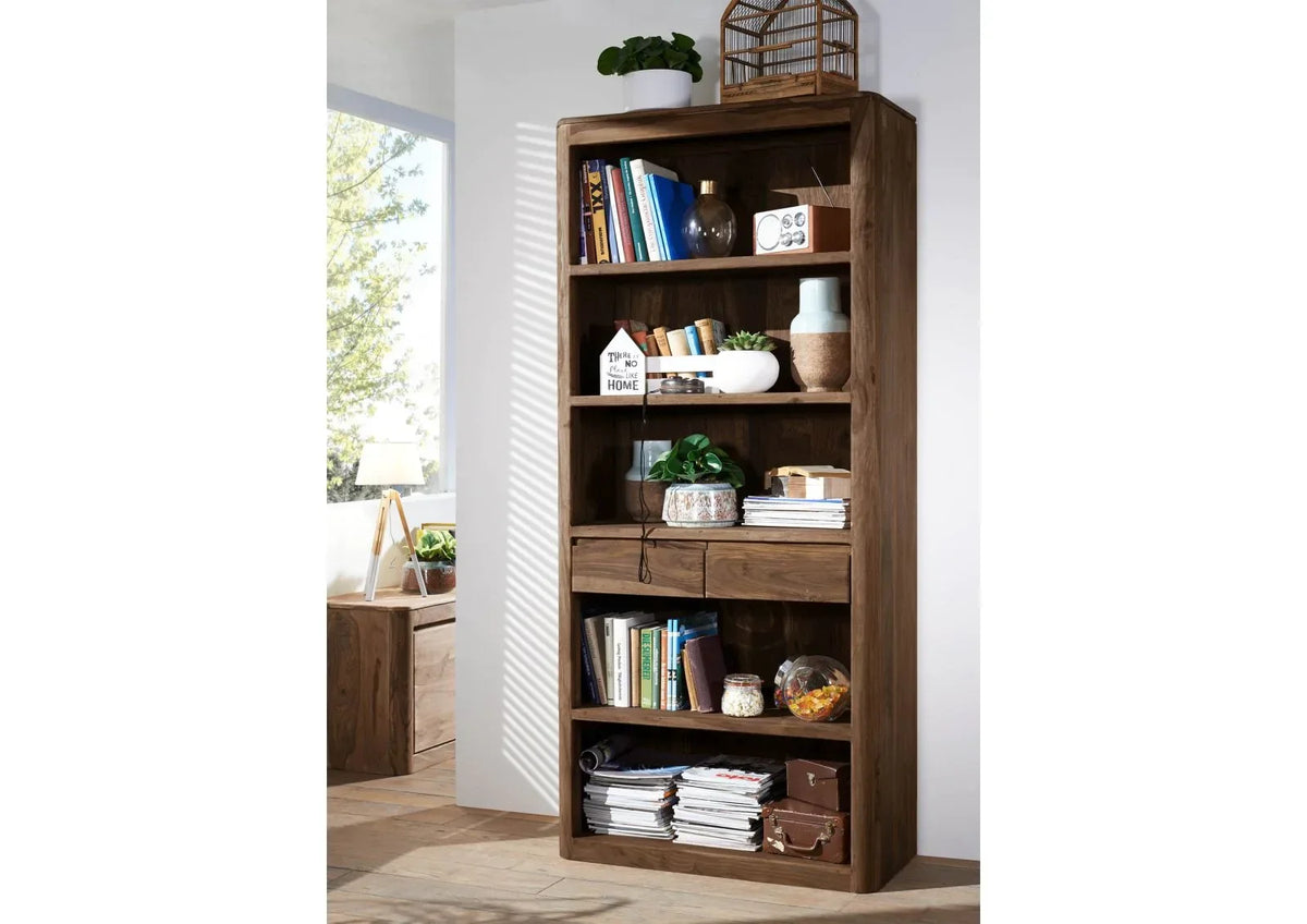 Segur Solid Wood Book-case In Natural  Teak For Study Room Furniture