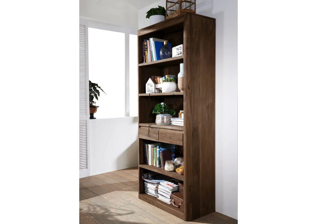 Segur Solid Wood Book-case In Natural  Teak For Study Room Furniture