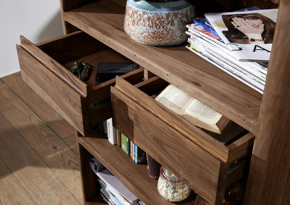 Segur Solid Wood Book-case In Natural  Teak For Study Room Furniture