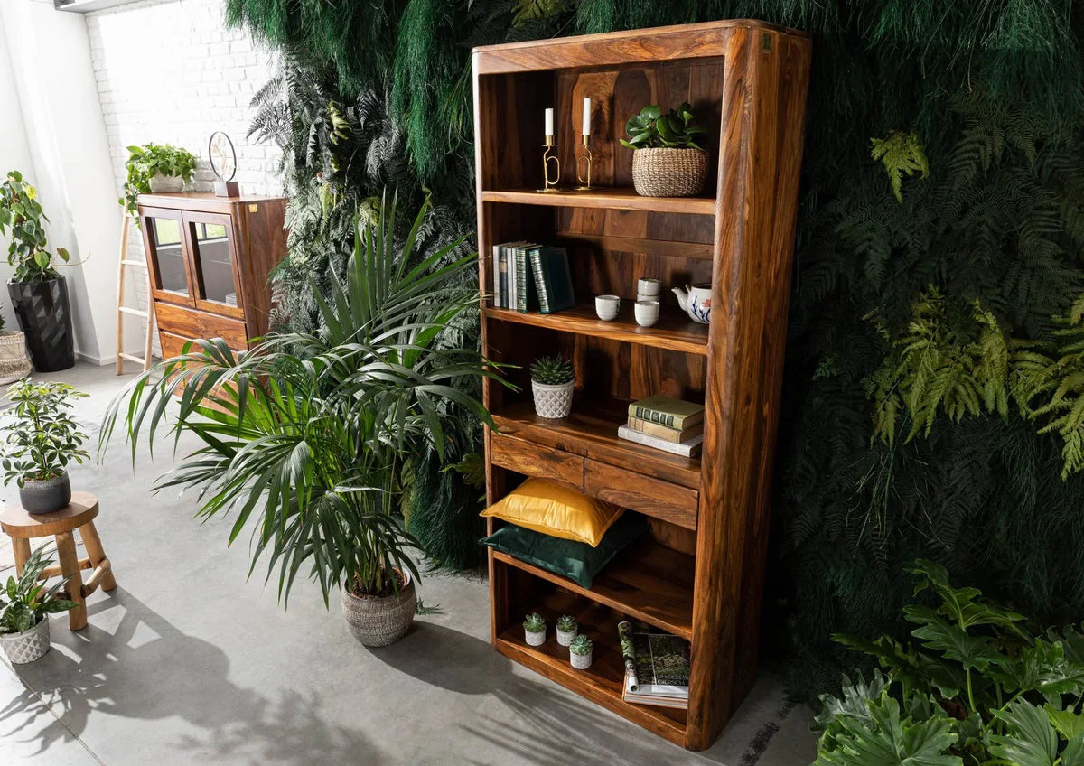 Segur Solid Wood Book-case In Natural  Teak For Study Room Furniture