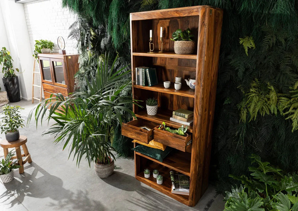 Segur Solid Wood Book-case In Natural  Teak For Study Room Furniture