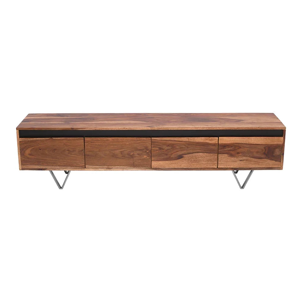 Ezra Sheesham  Wood  4 Drawers Tv-Stand  in Netural & Black Finish For Living Room Furniture