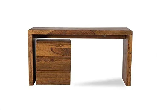 Avain Solid Wood Large Study Table In Natural Teak For Study Room Furniture