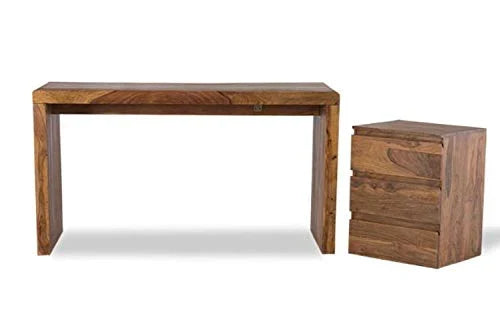 Avain Solid Wood Large Study Table In Natural Teak For Study Room Furniture