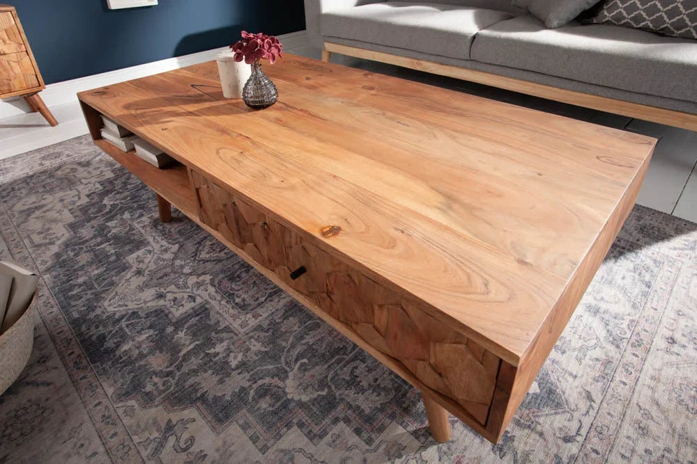 ELI Acacia Wood Coffee Table in Netural Finish For Living Room Furniture