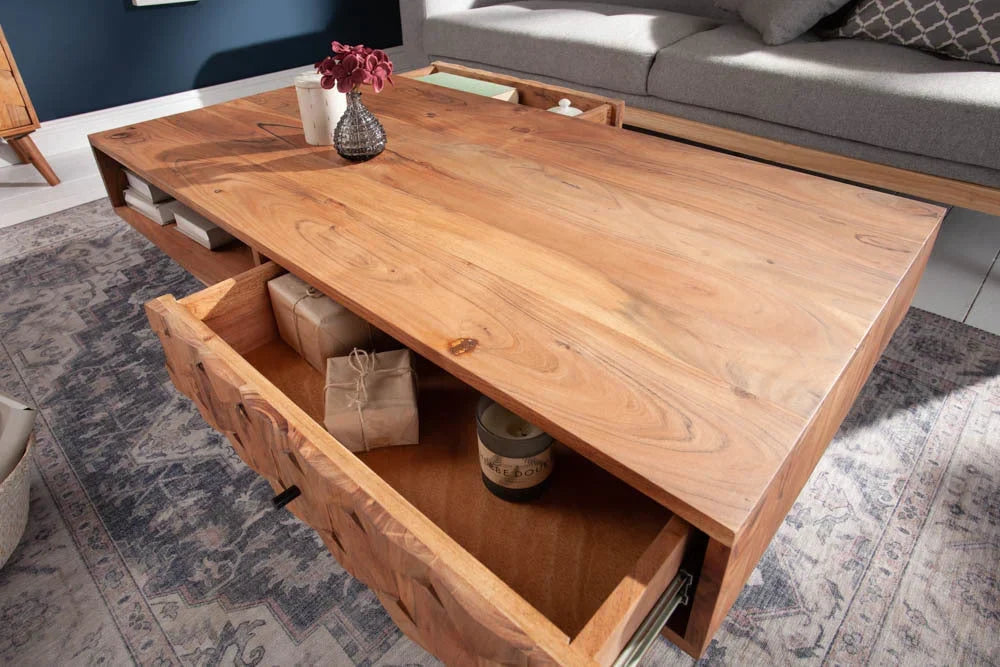 ELI Acacia Wood Coffee Table in Netural Finish For Living Room Furniture