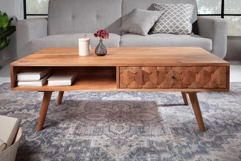 ELI Acacia Wood Coffee Table in Netural Finish For Living Room Furniture