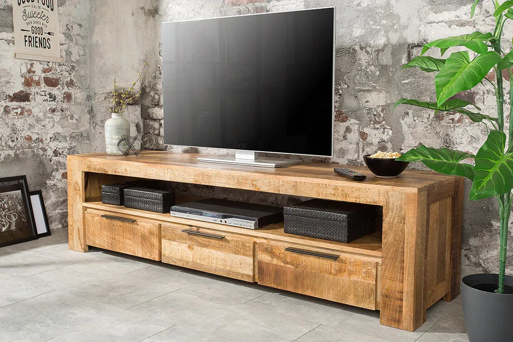Delta Mango  Wood Extra Large TV Unit In Natural Finish  For Living Room Furniture