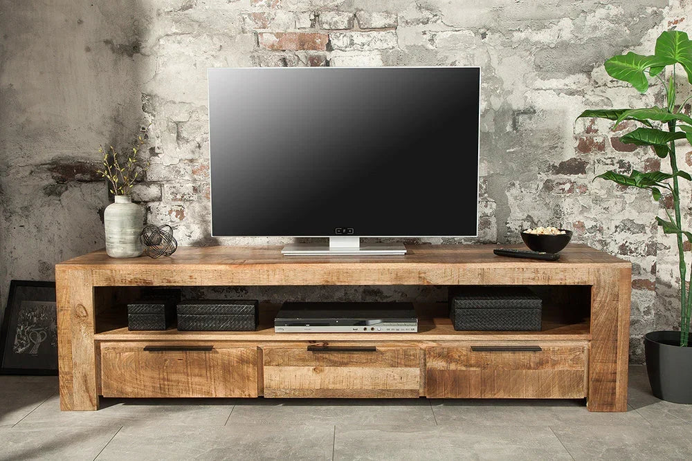 Delta Mango  Wood Extra Large TV Unit In Natural Finish  For Living Room Furniture