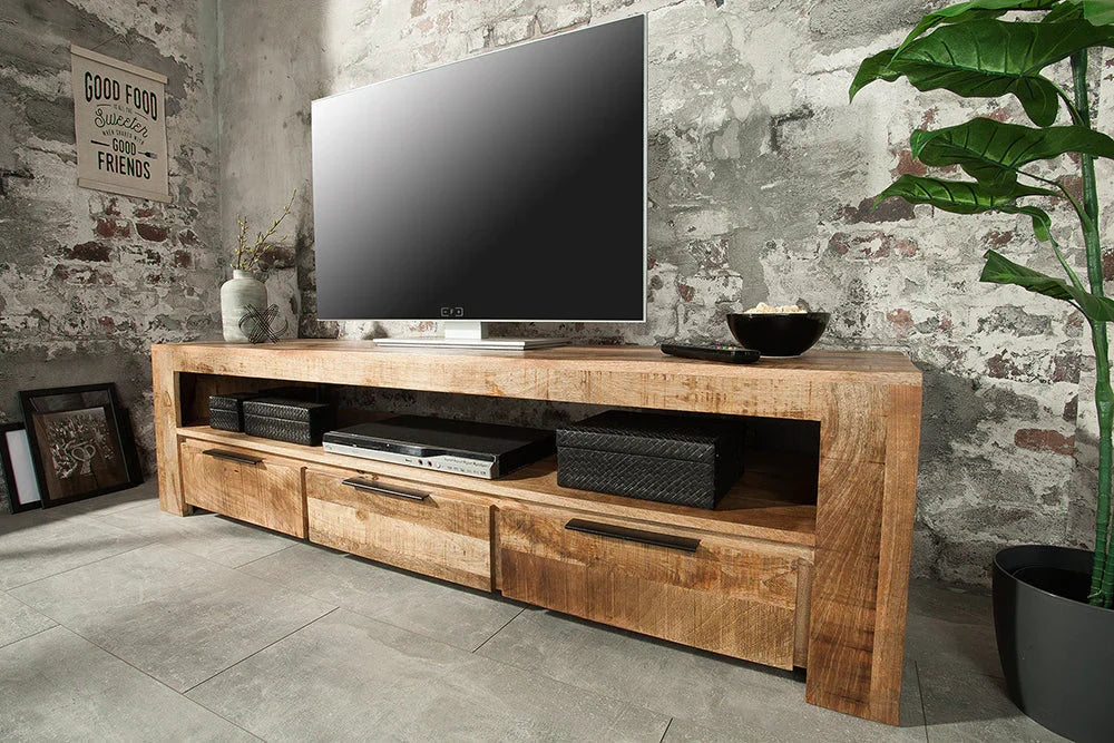 Delta Mango  Wood Extra Large TV Unit In Natural Finish  For Living Room Furniture