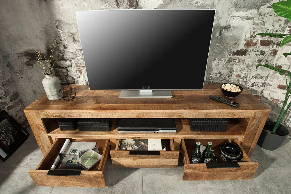 Delta Mango  Wood Extra Large TV Unit In Natural Finish  For Living Room Furniture