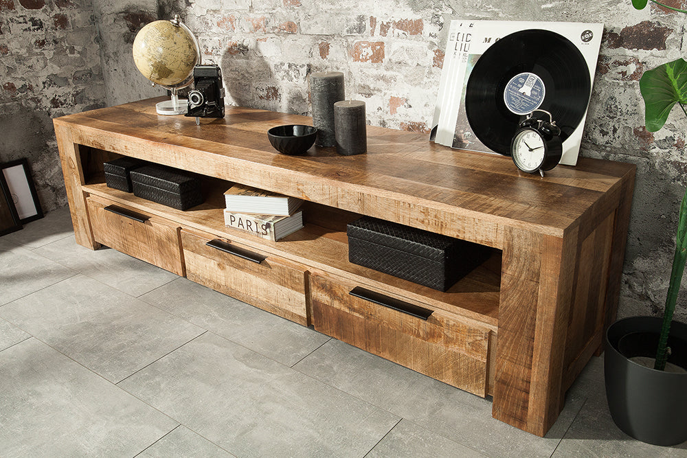 Delta Mango  Wood Extra Large TV Unit In Natural Finish  For Living Room Furniture