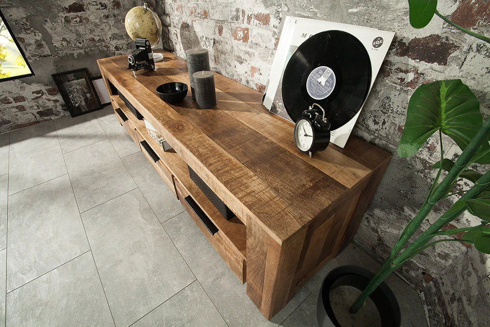Delta Mango  Wood Extra Large TV Unit In Natural Finish  For Living Room Furniture