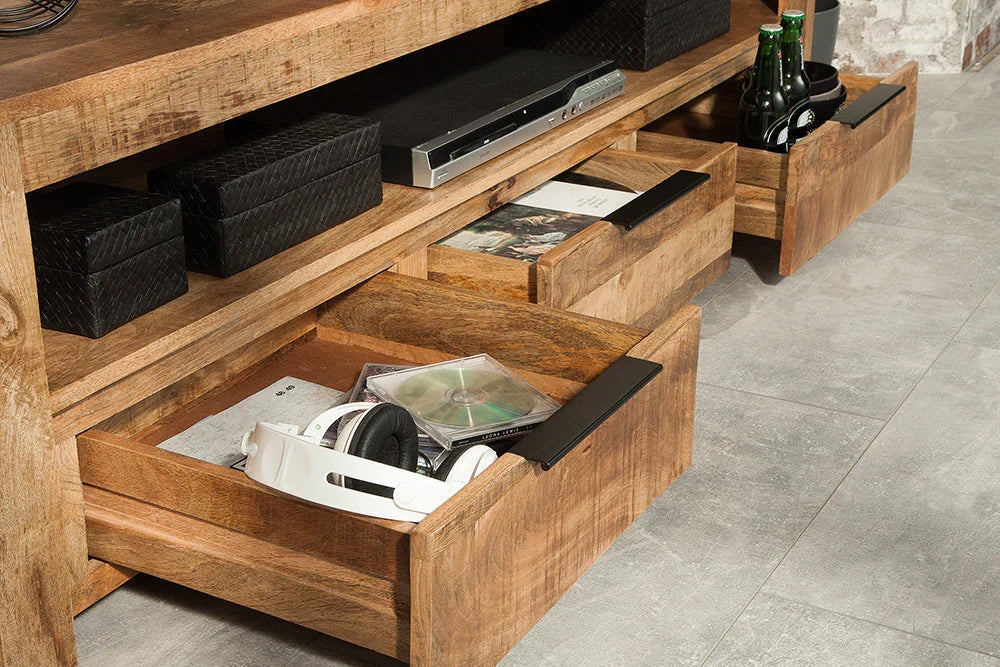 Delta Mango  Wood Extra Large TV Unit In Natural Finish  For Living Room Furniture