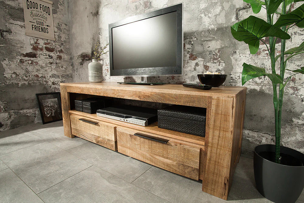 Delta Mango  Wood TV Unit In Natural Finish  For Living Room Furniture