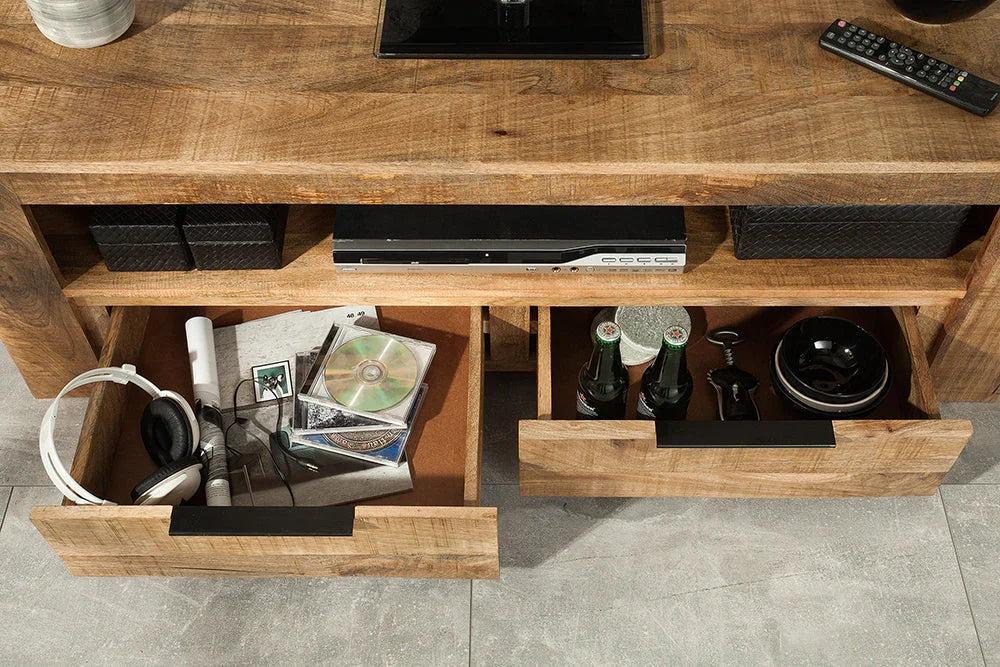 Delta Mango  Wood TV Unit In Natural Finish  For Living Room Furniture