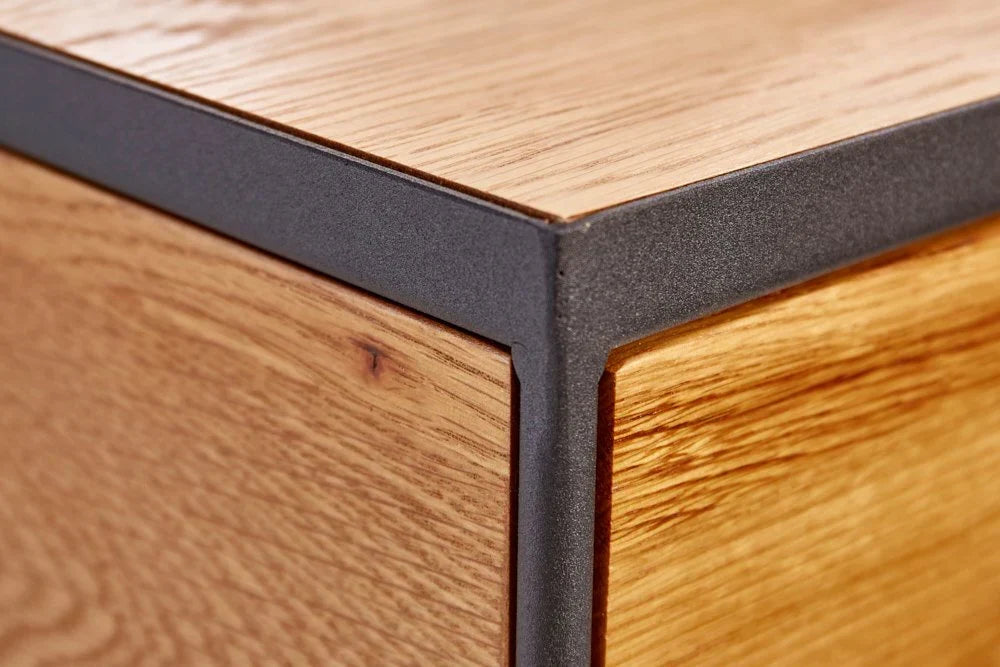 Acme Solid Wood Side Table In Natural & Black Finish For Bed-Room Furniture