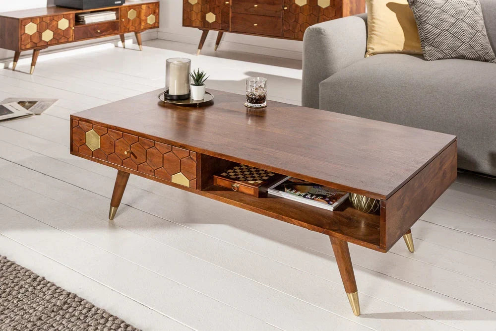 Ows Acacia  Wood Coffee Table In Honey Oak For Living Room Furniture