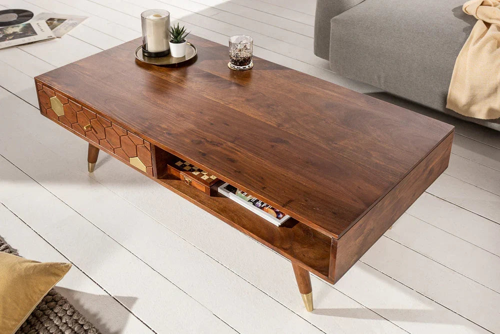 Ows Acacia  Wood Coffee Table In Honey Oak For Living Room Furniture
