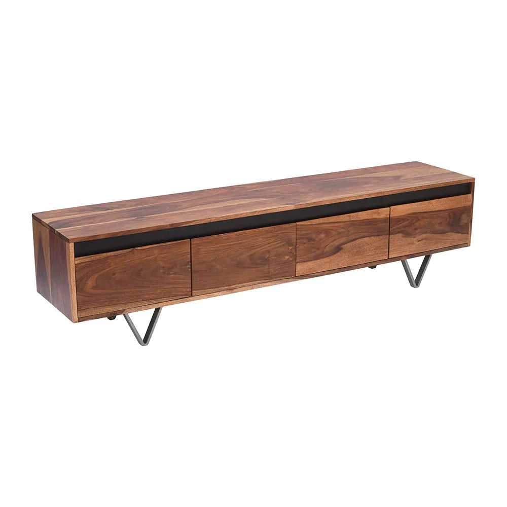 Ezra Sheesham  Wood  4 Drawers Tv-Stand  in Netural & Black Finish For Living Room Furniture