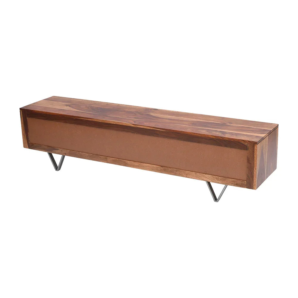 Ezra Sheesham  Wood  4 Drawers Tv-Stand  in Netural & Black Finish For Living Room Furniture