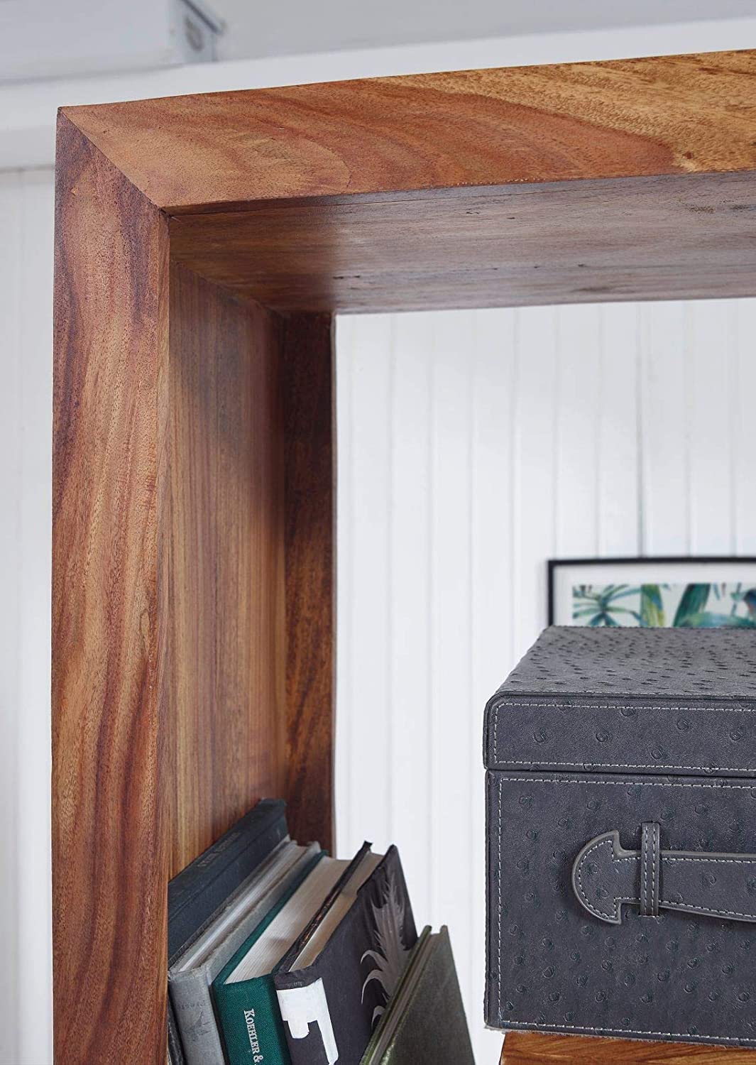 WOODLAND SHEESHAM WOOD OPEN BOOK SHELF IN NATURAL TEAK FOR STUDY ROOM FURNITURE