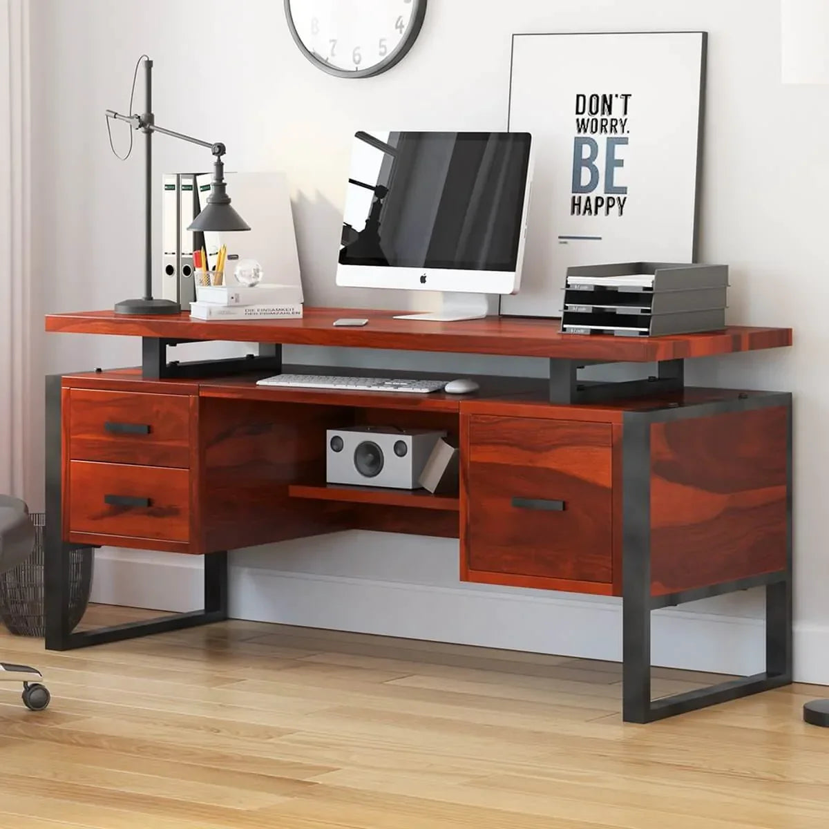 Jenex Sheesham Wood Study Table In Honey Oak  For Study Room Furniture
