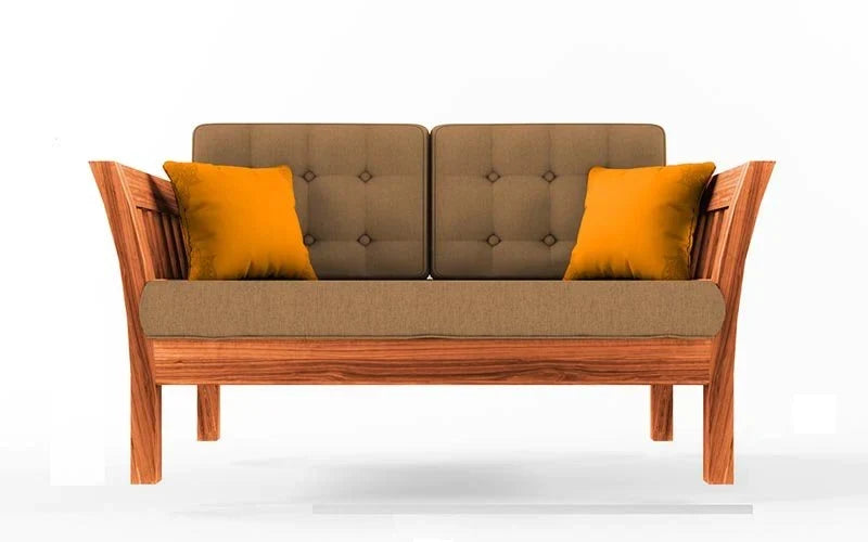 Alex Solid  Sheesham Wood 2 Seater Sofa Set In Natural Teak For Living Room Furniture