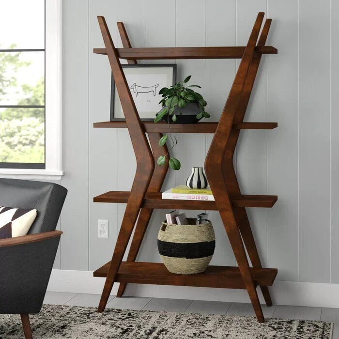 Bhumi Solid Wood Bookcase In Provincial Teak Finish For Study Room Furniture