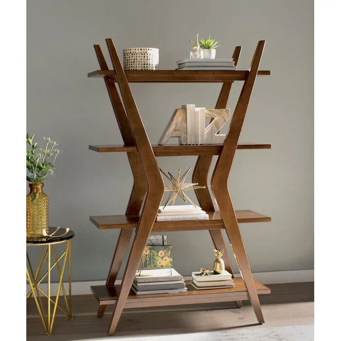 Bhumi Solid Wood Bookcase In Provincial Teak Finish For Study Room Furniture