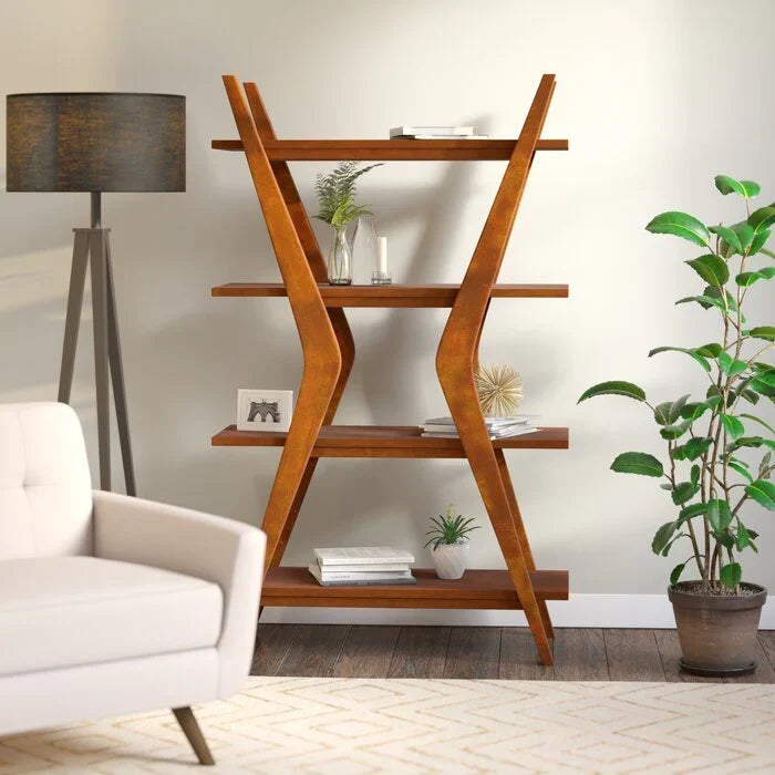 Bhumi Solid Wood Bookcase In Provincial Teak Finish For Study Room Furniture