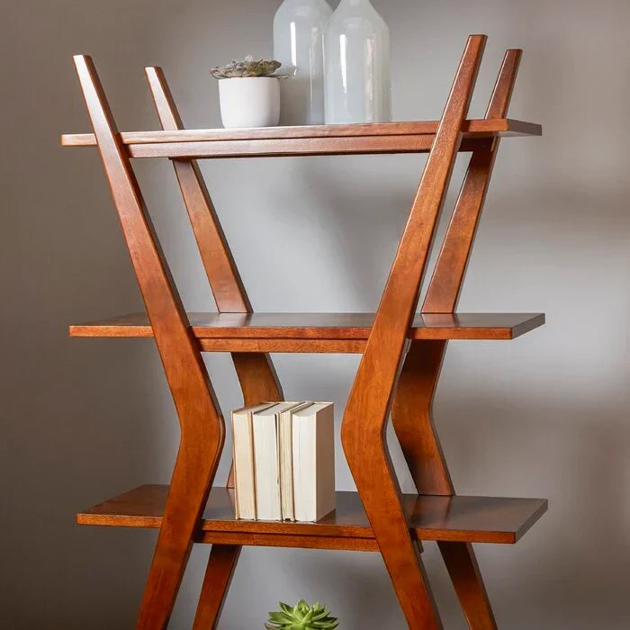 Bhumi Solid Wood Bookcase In Provincial Teak Finish For Study Room Furniture