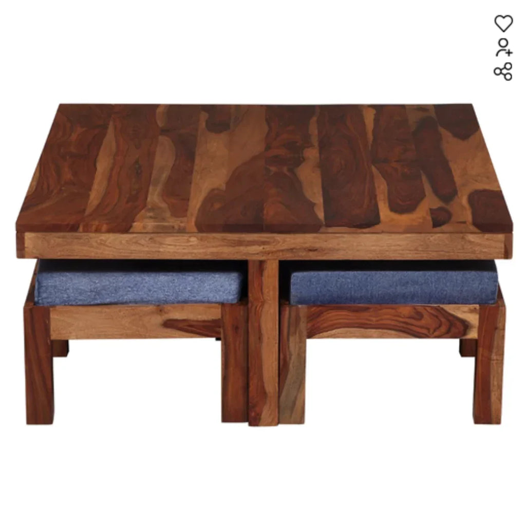 Wood Fiber-Wood Coffee Table with 4 Stools