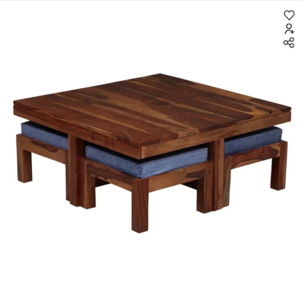 Wood Fiber-Wood Coffee Table with 4 Stools