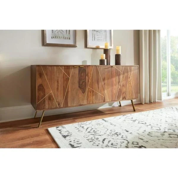 Sheesham Solid Wood Sideboard in Rustic Teak Finish