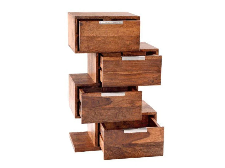 Marwar Solid Wood Chest Of Drawer in Provincial Teak Finish For Study Room