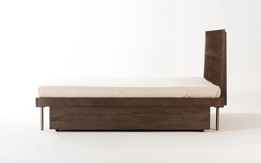 Acme Solid Wood King Size & Queen Size Beds With 2 Drawers In Provincial Teak Finish For Bedroom Furniture