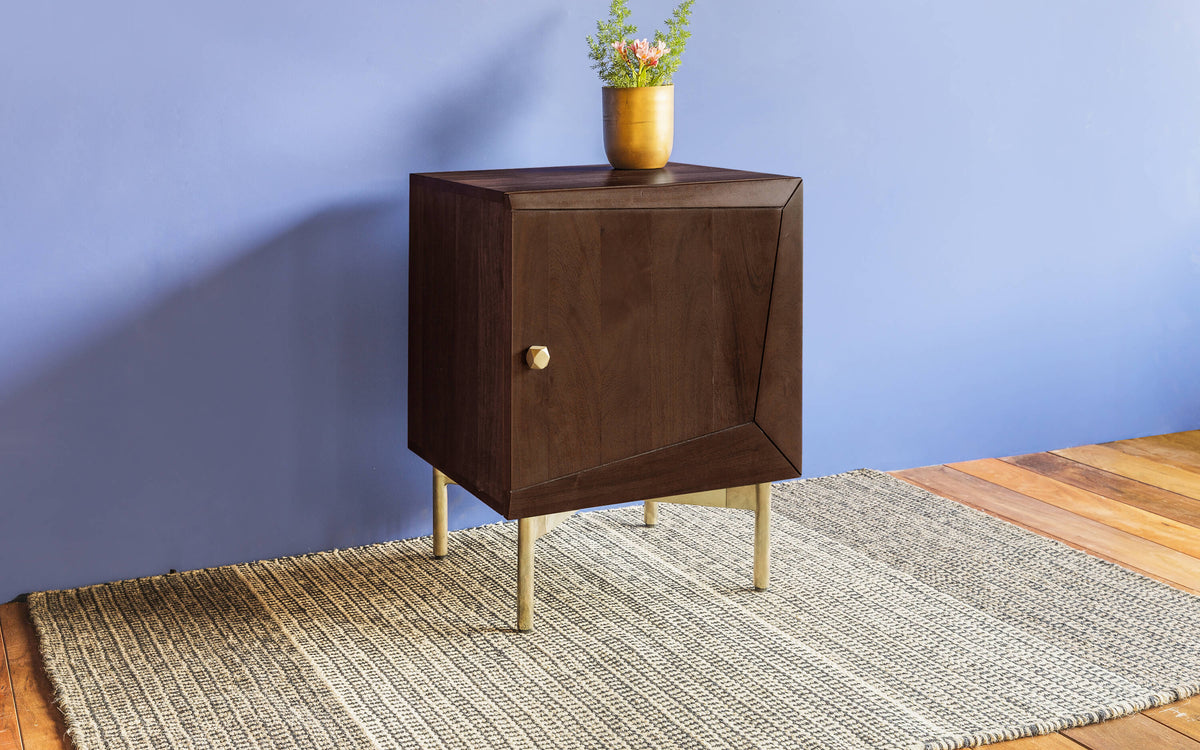 Acme Solid Wood Bed-side Table  In Provincial Teak Finish For Bedroom Furniture