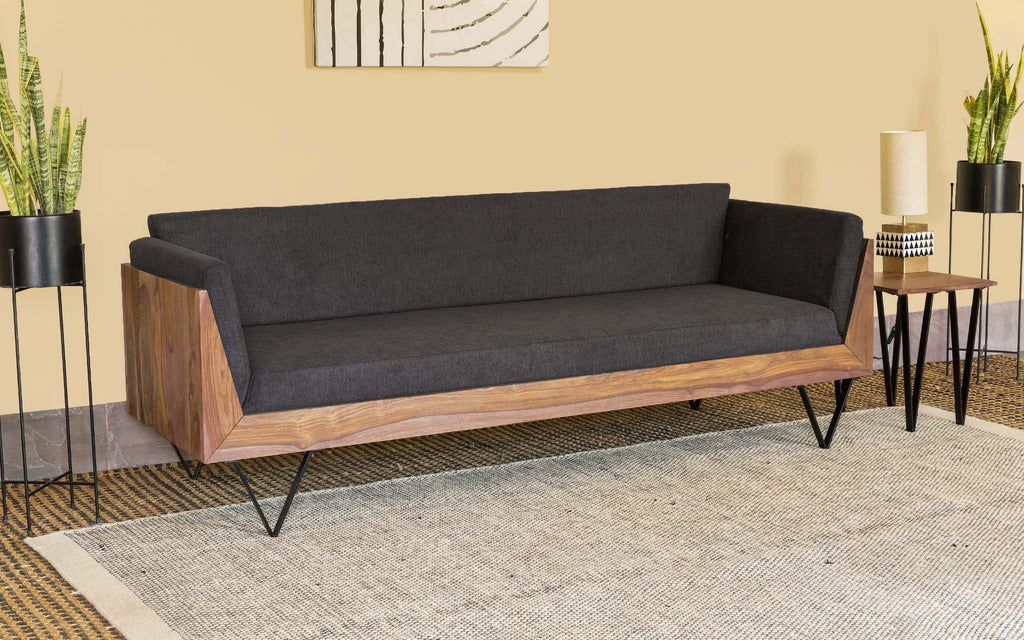 Orangetree Solid Wood 3 Seater Sofa & 2 Seater Sofa In Natural Teak Finish For Living Room
