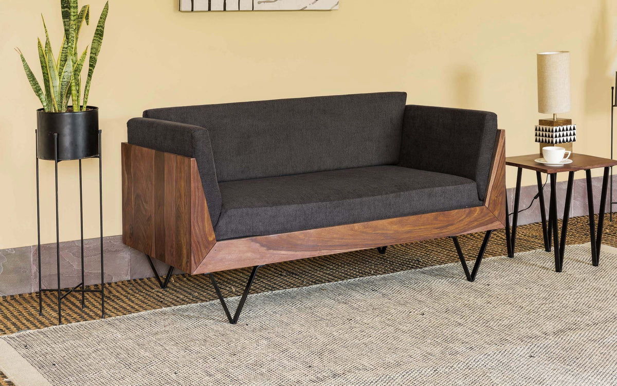 Orangetree Solid Wood 3 Seater Sofa & 2 Seater Sofa In Natural Teak Finish For Living Room
