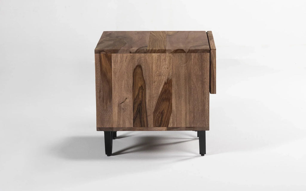 Orangetree Solid Wood Bed-side Table In Natural Teak Finish For Bed-Room Furniture