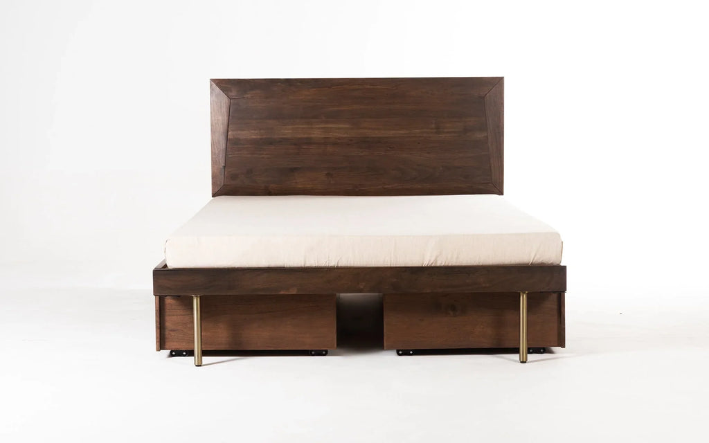 Acme Solid Wood King Size & Queen Size Beds With 2 Drawers In Provincial Teak Finish For Bedroom Furniture