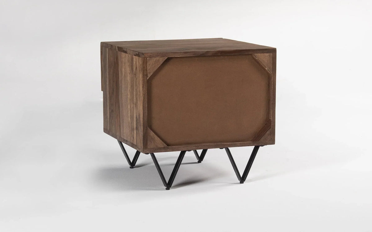 Orangetree Solid Wood Bed-side Table In Natural Teak Finish For Bed-Room Furniture